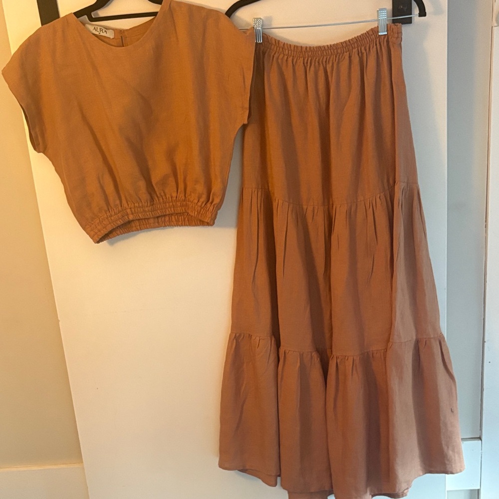 Aura Brown Maxi Bubble Skirt Resort Wear